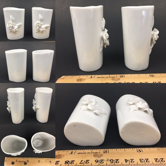 Vtg 60s‎ White Ceramic Porcelain Ashtray Match Hold - Picture 3 of 7